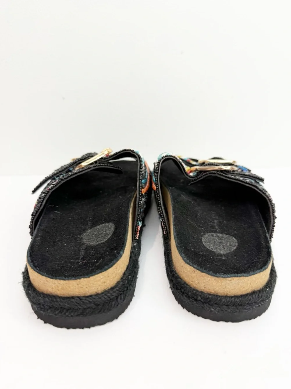 House Of Harlow 1960 Black Beaded Sandals Size 8 - Picture 4 of 7
